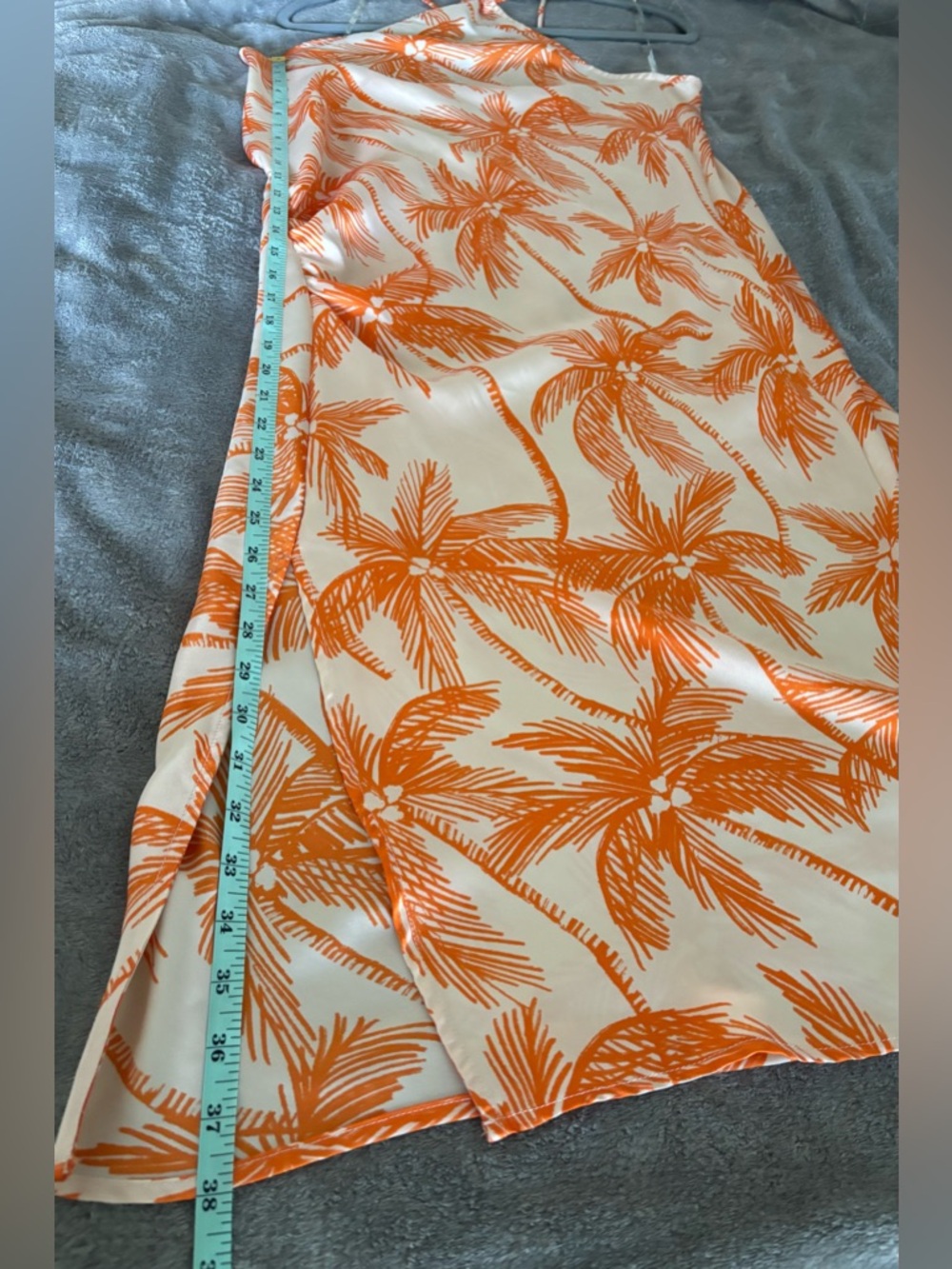 Alani Noelle Women’s One-Shoulder Orange Palm Print Midi Dress size M - Picture 7 of 10
